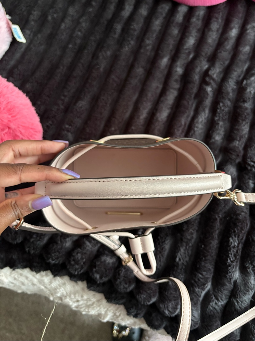 Michael Kors Brown Monogram Crossbody with Light Pink Trim and Gold Hardware - Picture 6 of 6